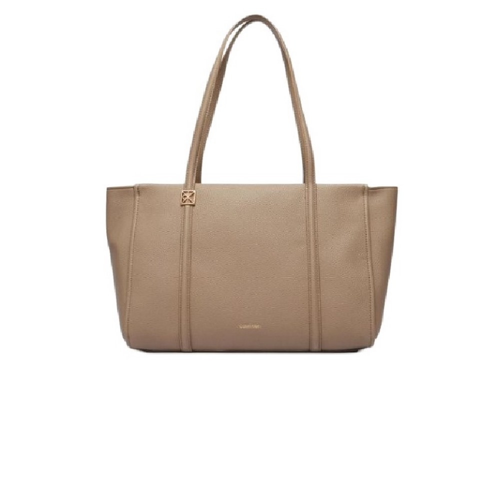 CALVIN KLEIN EMBLEM HW PEBBLE TOTE ΤΣΑΝΤΑ ΓΥΝΑΙΚΕΙΑ TAUPE