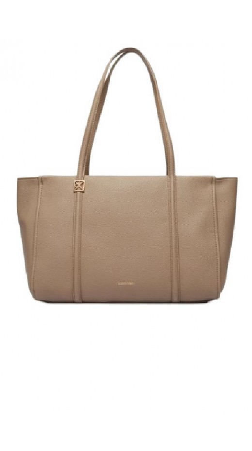 CALVIN KLEIN EMBLEM HW PEBBLE TOTE ΤΣΑΝΤΑ ΓΥΝΑΙΚΕΙΑ TAUPE