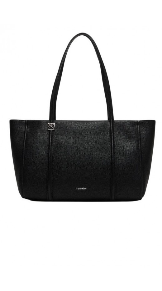 CALVIN KLEIN EMBLEM HW PEBBLE TOTE ΤΣΑΝΤΑ ΓΥΝΑΙΚΕΙΑ BLACK