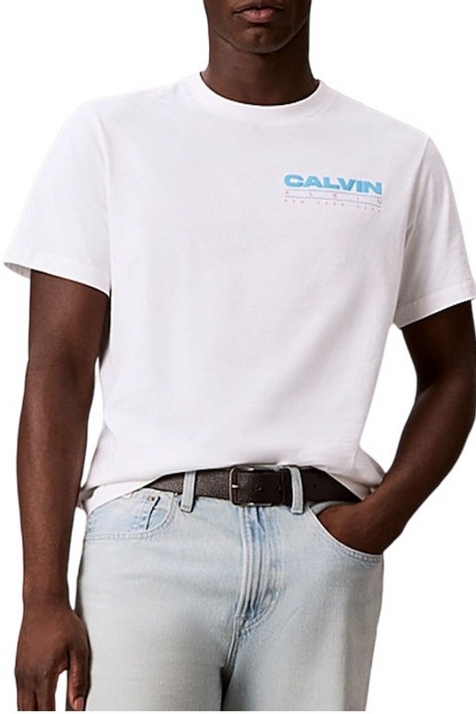 CALVIN KLEIN JEANS 20S CALVIN DISC STACK GRAPHIC T-SHIRT ΜΠΛΟΥΖΑ ΑΝΔΡΙΚΗ BRIGHT WHITE