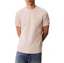 CALVIN KLEIN JEANS SLIM MICRO WAFFLE CREWNK T-SHIRT ΜΠΛΟΥΖΑ ΑΝΔΡΙΚΗ BEIGE