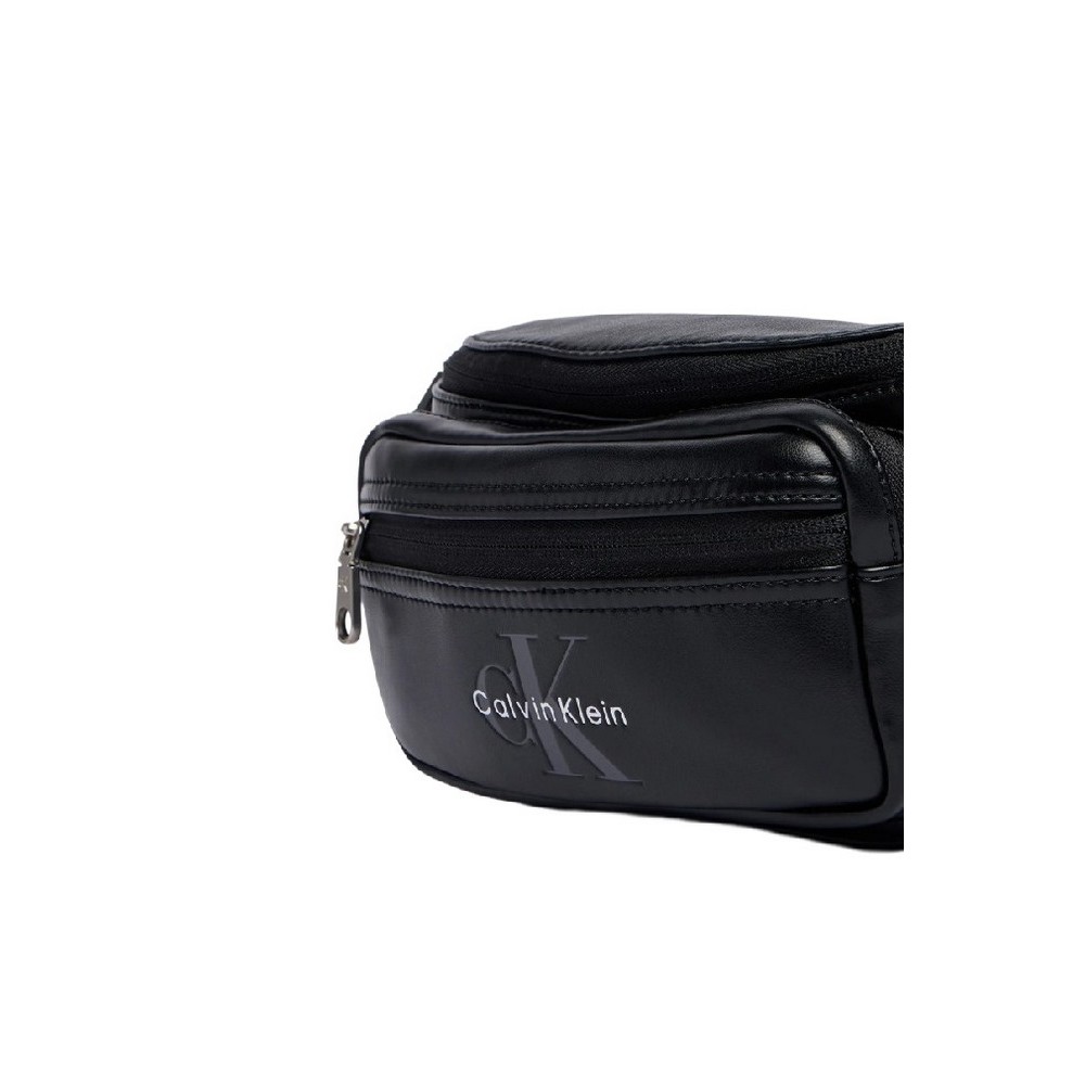 CALVIN KLEIN BOLD LOGO WEBBING WAISTBAG ΤΣΑΝΤΑ ΑΝΔΡΙΚΗ BLACK