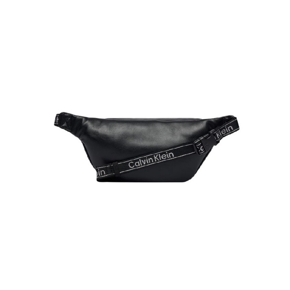 CALVIN KLEIN BOLD LOGO WEBBING WAISTBAG ΤΣΑΝΤΑ ΑΝΔΡΙΚΗ BLACK