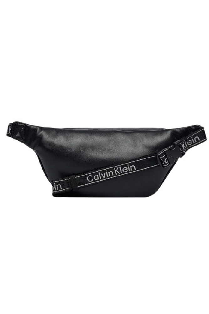 CALVIN KLEIN BOLD LOGO WEBBING WAISTBAG ΤΣΑΝΤΑ ΑΝΔΡΙΚΗ BLACK