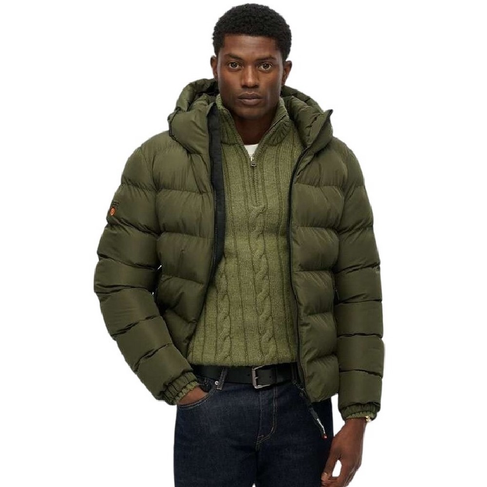 SUPERDRY SDCD HOODED SPORTS PUFFER JACKET ΜΠΟΥΦΑΝ ΑΝΔΡΙΚΟ KHAKI