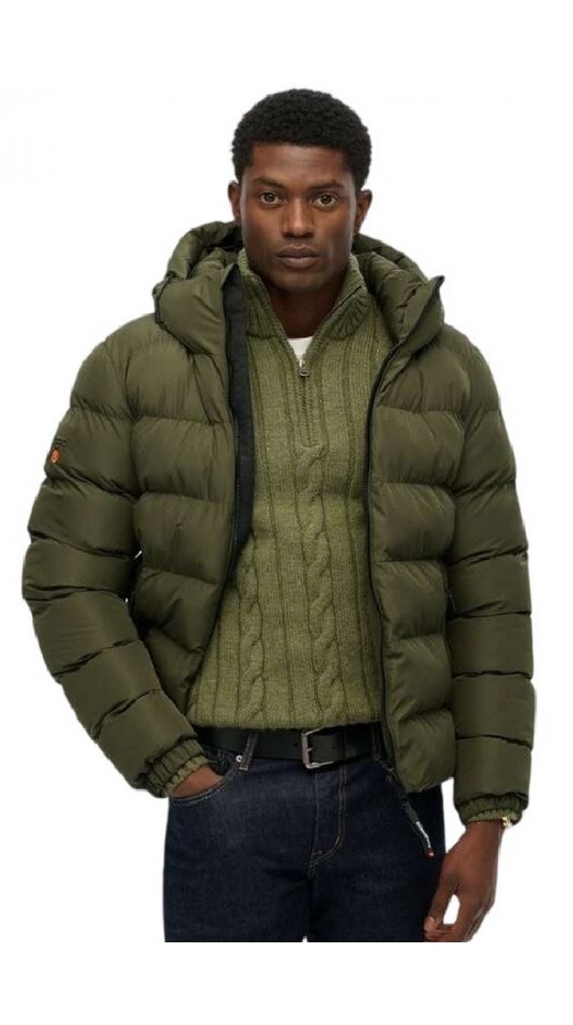 SUPERDRY D1 SDSW HOODED SPORTS PUFFER JACKET ΜΠΟΥΦΑΝ ΑΝΔΡΙΚΟ KHAKI