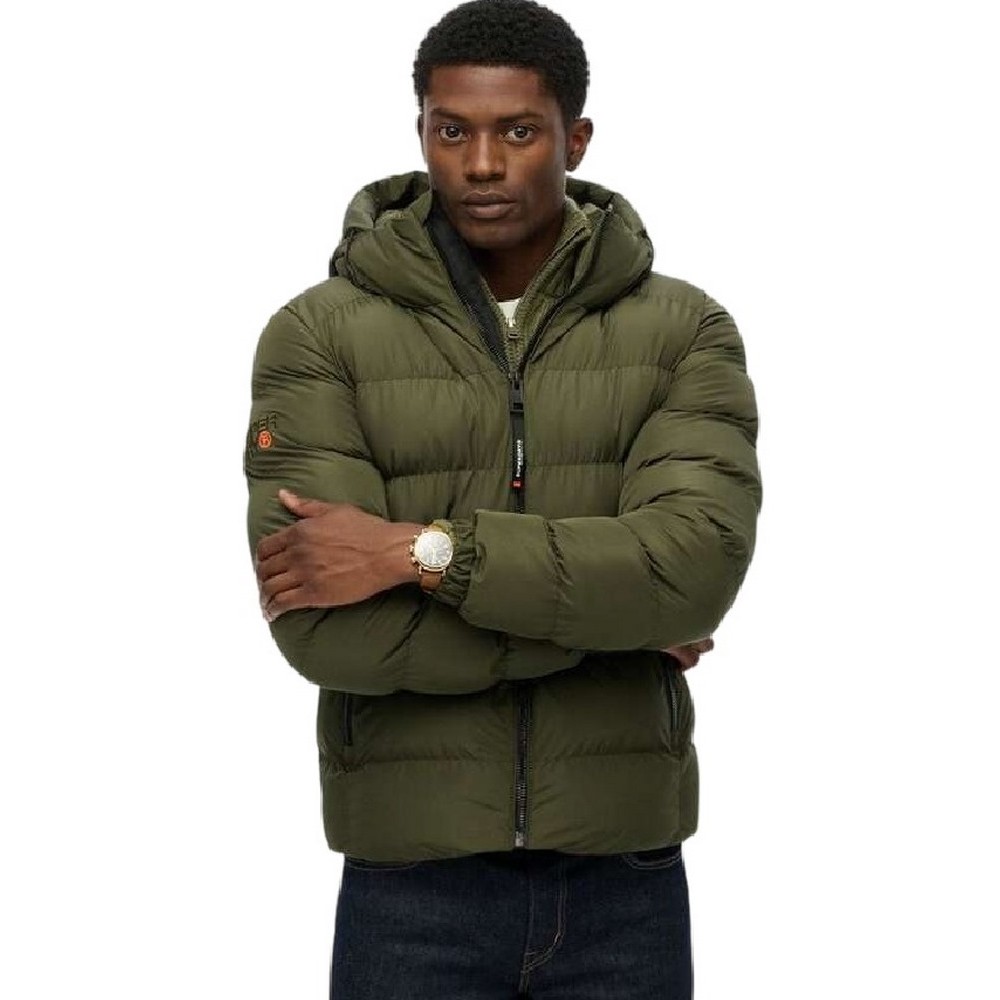 SUPERDRY SDCD HOODED SPORTS PUFFER JACKET ΜΠΟΥΦΑΝ ΑΝΔΡΙΚΟ KHAKI
