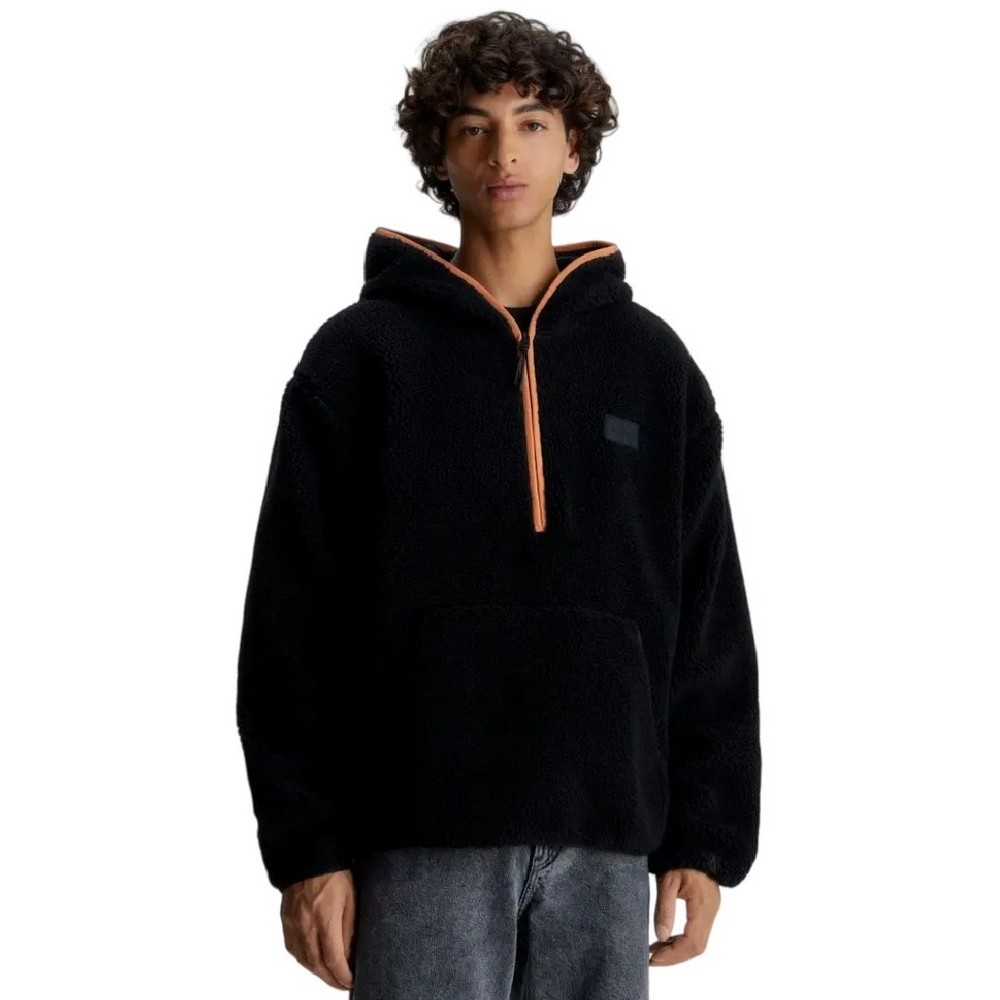 CALVIN KLEIN JEANS SHERPA HALF ZIP HOODIE ΜΠΛΟΥΖΑ ΑΝΔΡΙΚΗ BLACK