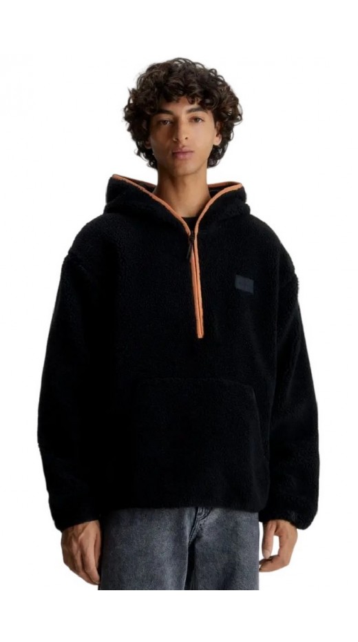 CALVIN KLEIN JEANS SHERPA HALF ZIP HOODIE ΜΠΛΟΥΖΑ ΑΝΔΡΙΚΗ BLACK