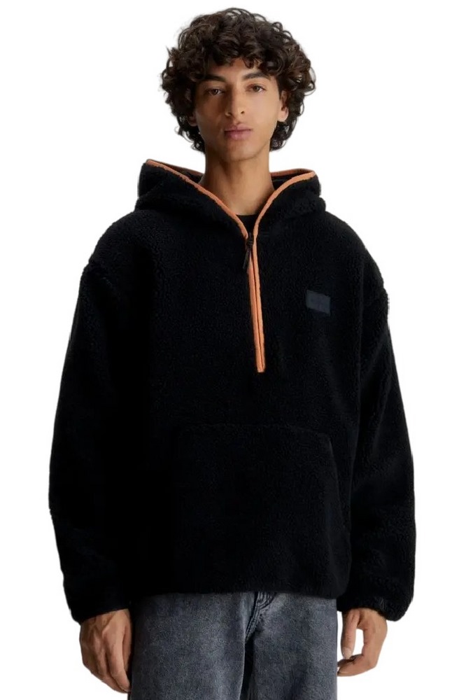 CALVIN KLEIN SHERPA HALF ZIP HOODIE ΜΠΛΟΥΖΑ ΑΝΔΡΙΚΗ BLACK