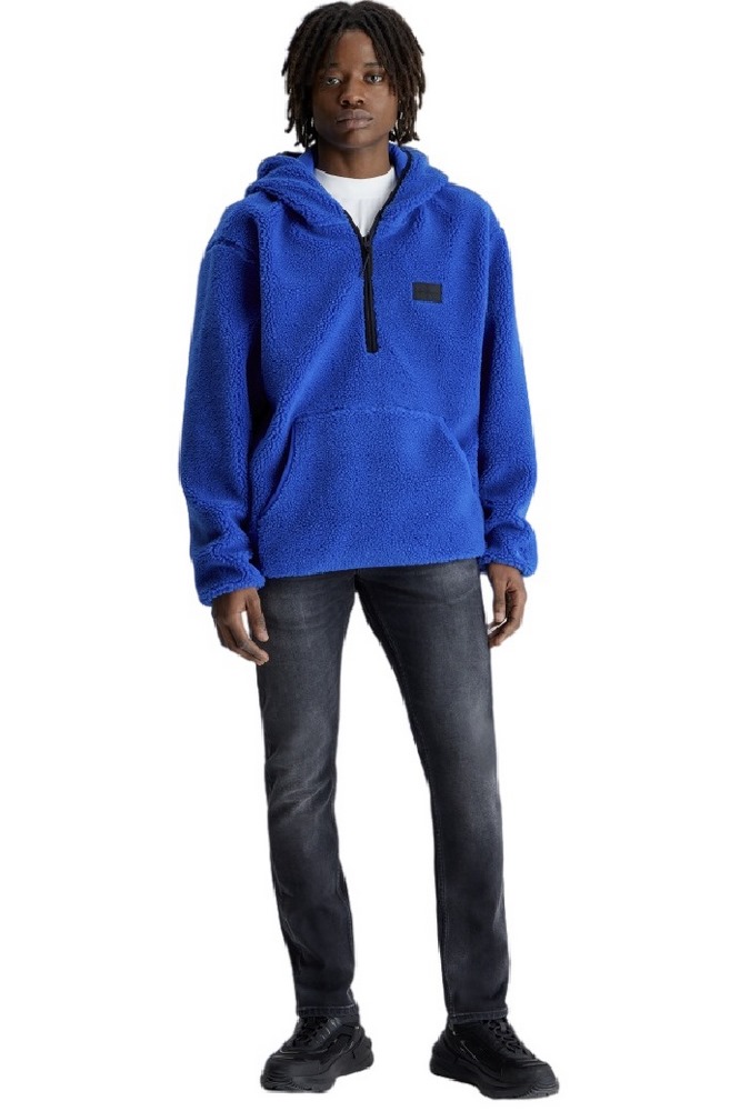 CALVIN KLEIN SHERPA HALF ZIP HOODIE ΜΠΛΟΥΖΑ ΑΝΔΡΙΚΗ BLUE