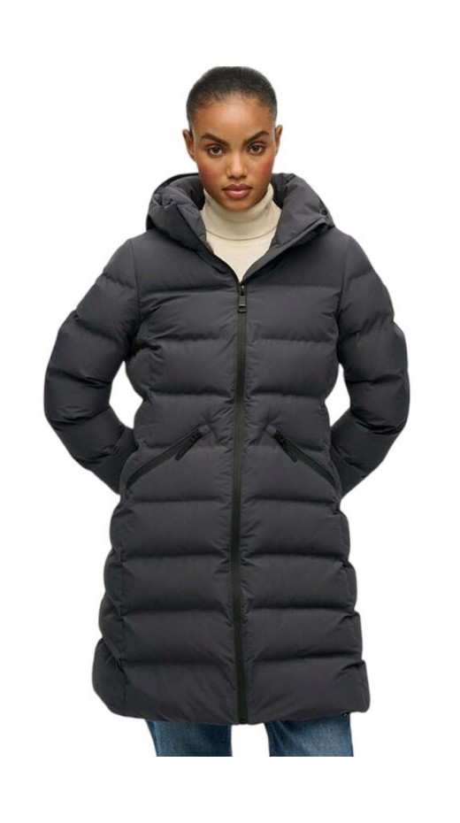 SUPERDRY D2 STUD CITY MID PADDED JACKET ΜΠΟΥΦΑΝ ΓΥΝΑΙΚΕΙΟ EBONY