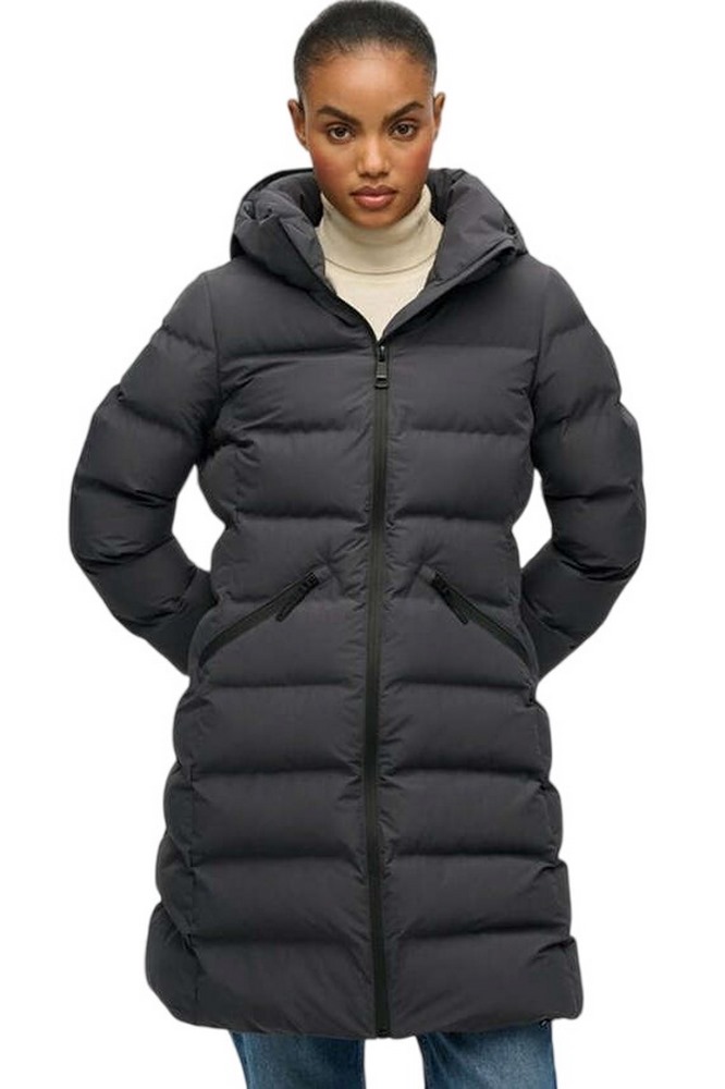 SUPERDRY D2 STUD CITY MID PADDED JACKET ΜΠΟΥΦΑΝ ΓΥΝΑΙΚΕΙΟ EBONY