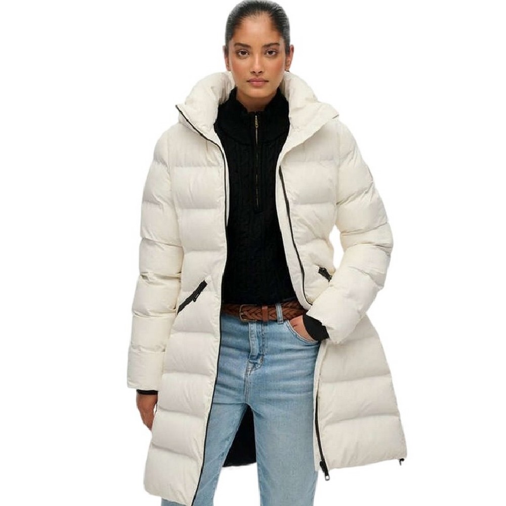 SUPERDRY D2 STUD CITY MID PADDED JACKET ΜΠΟΥΦΑΝ ΓΥΝΑΙΚΕΙΟ OFF WHITE
