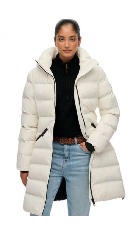 SUPERDRY D2 STUD CITY MID PADDED JACKET ΜΠΟΥΦΑΝ ΓΥΝΑΙΚΕΙΟ OFF WHITE