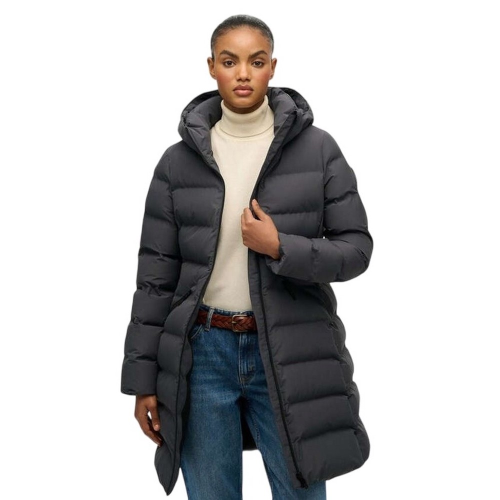SUPERDRY D2 STUD CITY MID PADDED JACKET ΜΠΟΥΦΑΝ ΓΥΝΑΙΚΕΙΟ EBONY