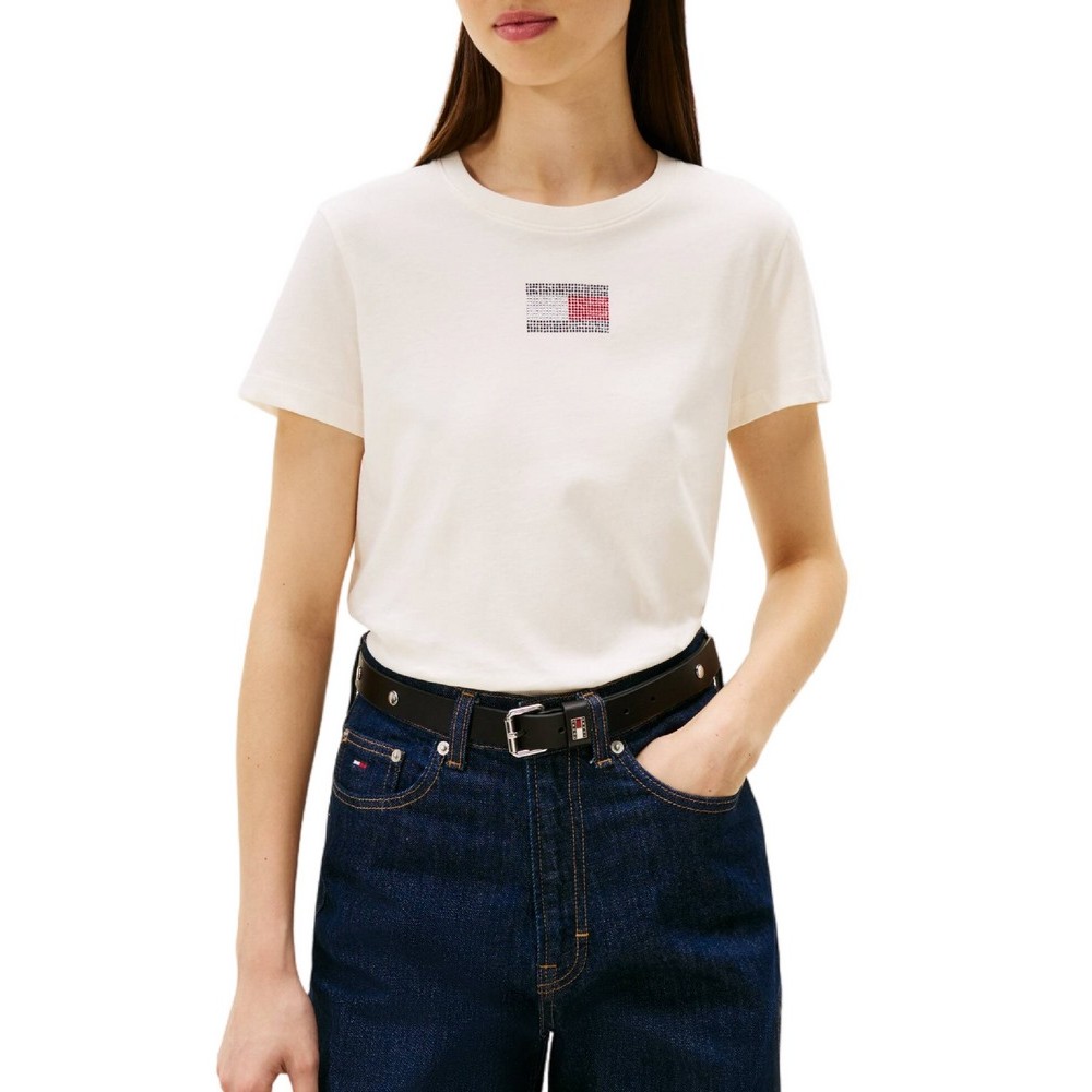 TOMMY JEANS REG PARTY FLAG TEE EXT T-SHIRT ΜΠΛΟΥΖΑ ΓΥΝΑΙΚΕΙΑ OFF WHITE
