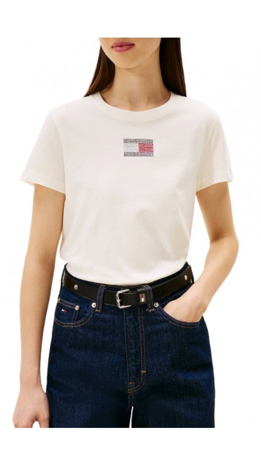 TOMMY JEANS REG PARTY FLAG TEE EXT T-SHIRT ΜΠΛΟΥΖΑ ΓΥΝΑΙΚΕΙΑ OFF WHITE