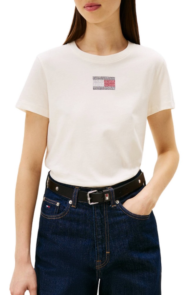 TOMMY JEANS REG PARTY FLAG TEE EXT T-SHIRT ΜΠΛΟΥΖΑ ΓΥΝΑΙΚΕΙΑ OFF WHITE