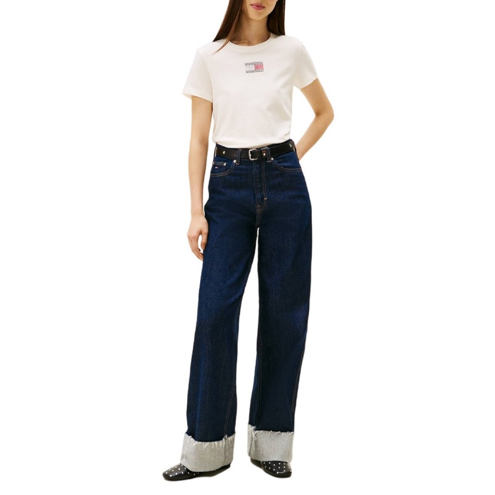 TOMMY JEANS REG PARTY FLAG TEE EXT T-SHIRT ΜΠΛΟΥΖΑ ΓΥΝΑΙΚΕΙΑ OFF WHITE