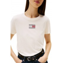 TOMMY JEANS REG PARTY FLAG TEE EXT T-SHIRT ΜΠΛΟΥΖΑ ΓΥΝΑΙΚΕΙΑ OFF WHITE