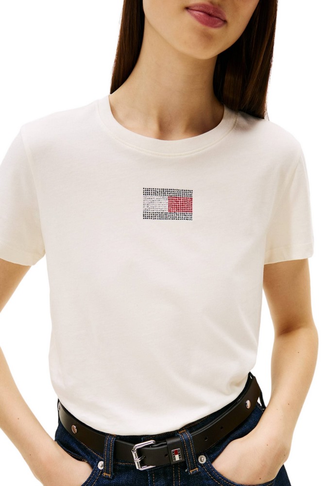 TOMMY JEANS REG PARTY FLAG TEE EXT T-SHIRT ΜΠΛΟΥΖΑ ΓΥΝΑΙΚΕΙΑ OFF WHITE