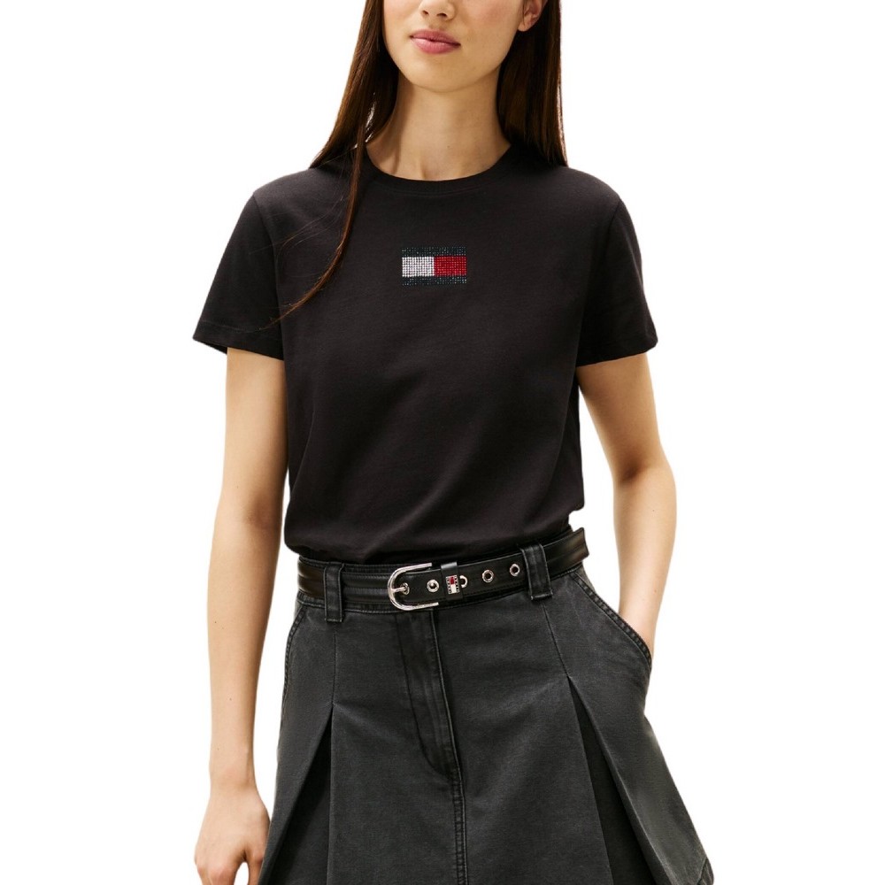 TOMMY JEANS REG PARTY FLAG TEE EXT T-SHIRT ΜΠΛΟΥΖΑ ΓΥΝΑΙΚΕΙΑ BLACK