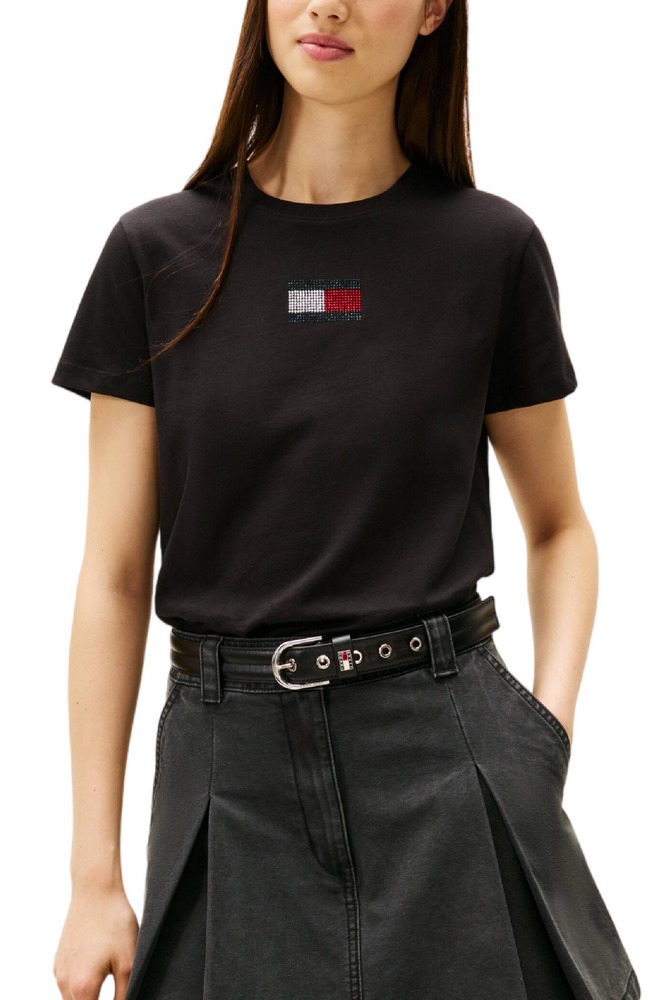 TOMMY JEANS REG PARTY FLAG TEE EXT T-SHIRT ΜΠΛΟΥΖΑ ΓΥΝΑΙΚΕΙΑ BLACK