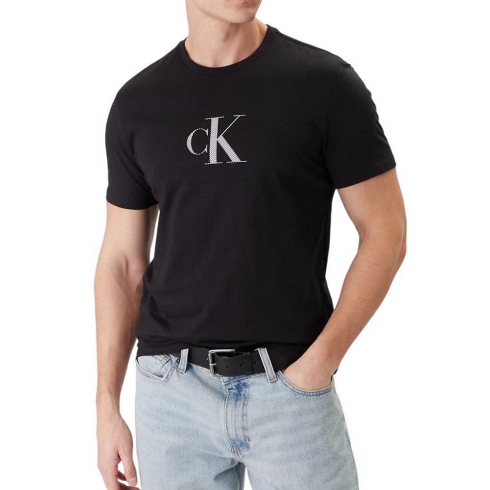 CALVIN KLEIN 30S DISTRESS MONOGRAM GRAPHIC T-SHIRT ΜΠΛΟΥΖΑ ΑΝΔΡΙΚΗ BLACK