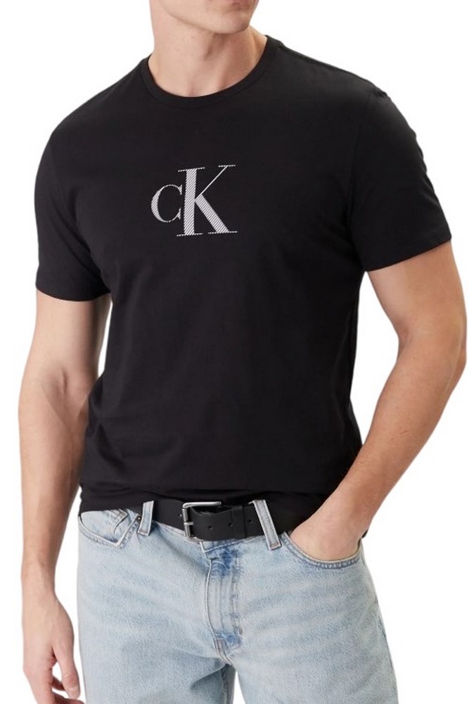 CALVIN KLEIN 30S DISTRESS MONOGRAM GRAPHIC T-SHIRT ΜΠΛΟΥΖΑ ΑΝΔΡΙΚΗ BLACK