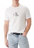 CALVIN KLEIN 30S DISTRESS MONOGRAM GRAPHIC T-SHIRT ΜΠΛΟΥΖΑ ΑΝΔΡΙΚΗ BRIGHT WHITE