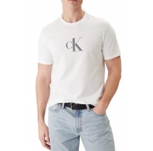 CALVIN KLEIN 30S DISTRESS MONOGRAM GRAPHIC T-SHIRT ΜΠΛΟΥΖΑ ΑΝΔΡΙΚΗ BRIGHT WHITE