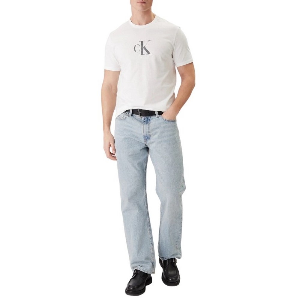 CALVIN KLEIN 30S DISTRESS MONOGRAM GRAPHIC T-SHIRT ΜΠΛΟΥΖΑ ΑΝΔΡΙΚΗ BRIGHT WHITE