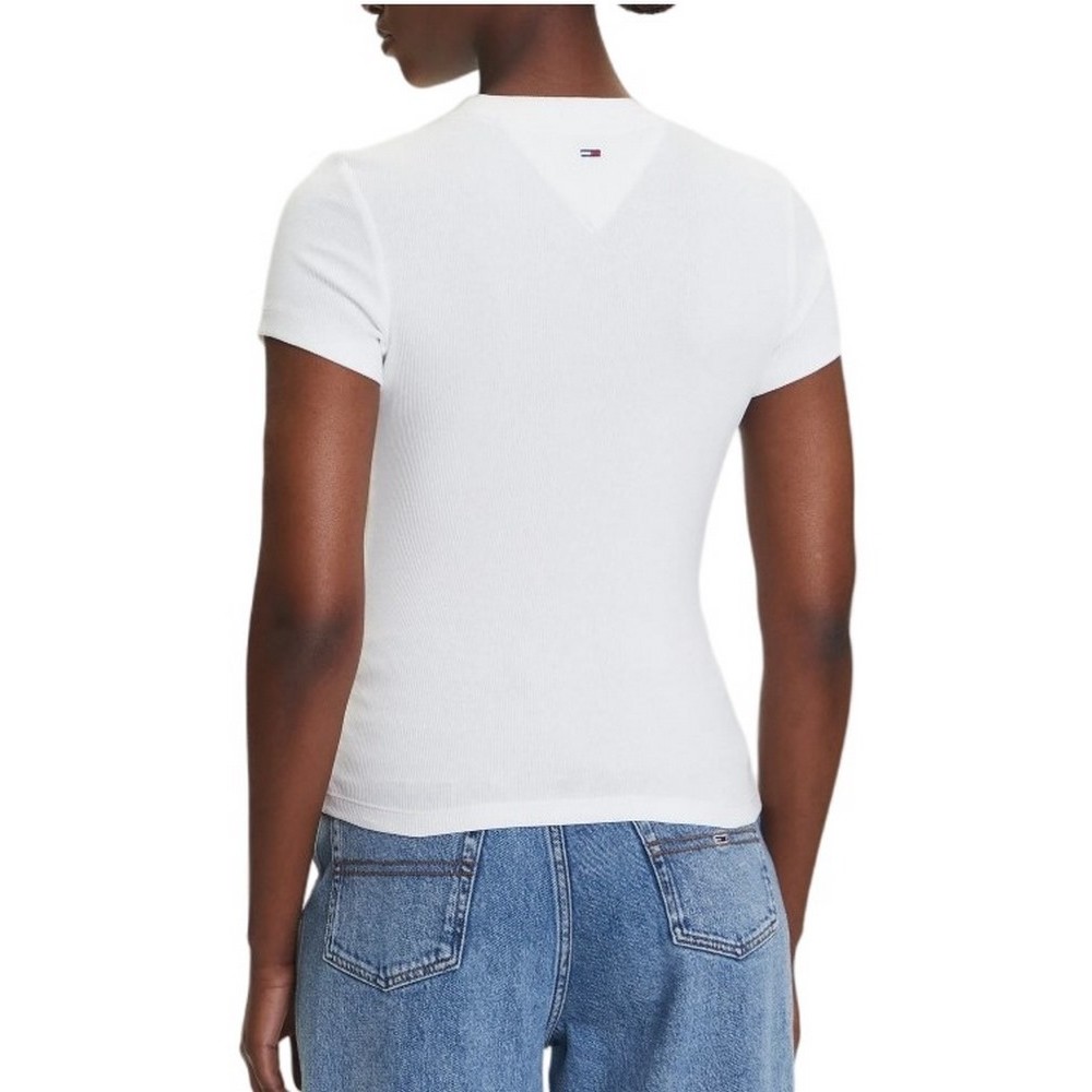 TOMMY JEANS SLIM SCRIPT LABEL SS TEE T-SHIRT ΜΠΛΟΥΖΑ ΓΥΝΑΙΚΕΙΑ OFF WHITE