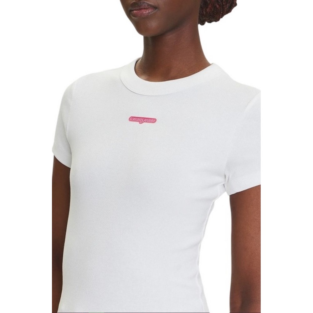 TOMMY JEANS SLIM SCRIPT LABEL SS TEE T-SHIRT ΜΠΛΟΥΖΑ ΓΥΝΑΙΚΕΙΑ OFF WHITE