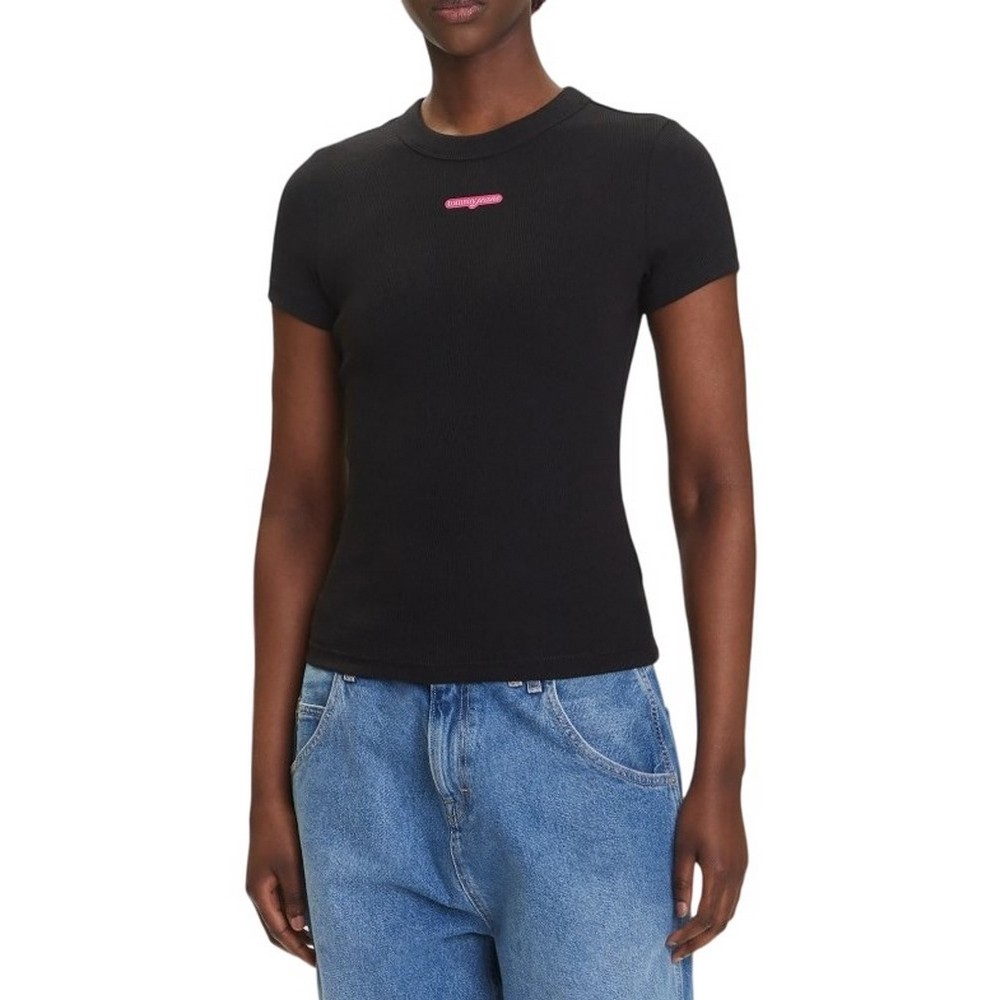 TOMMY JEANS SLIM SCRIPT LABEL SS TEE T-SHIRT ΜΠΛΟΥΖΑ ΓΥΝΑΙΚΕΙΑ BLACK