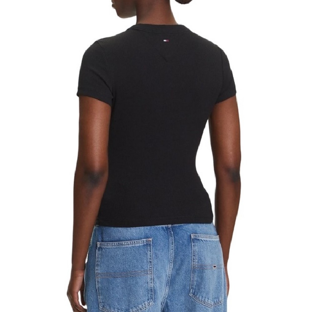 TOMMY JEANS SLIM SCRIPT LABEL SS TEE T-SHIRT ΜΠΛΟΥΖΑ ΓΥΝΑΙΚΕΙΑ BLACK