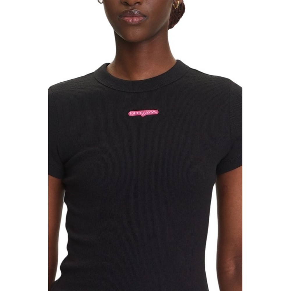 TOMMY JEANS SLIM SCRIPT LABEL SS TEE T-SHIRT ΜΠΛΟΥΖΑ ΓΥΝΑΙΚΕΙΑ BLACK