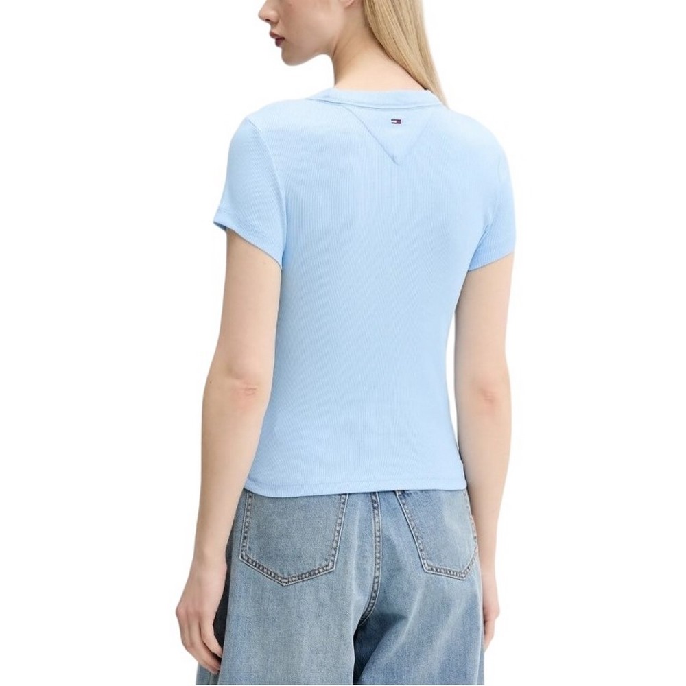 TOMMY JEANS SLIM SCRIPT LABEL SS TEE T-SHIRT ΜΠΛΟΥΖΑ ΓΥΝΑΙΚΕΙΑ CIEL