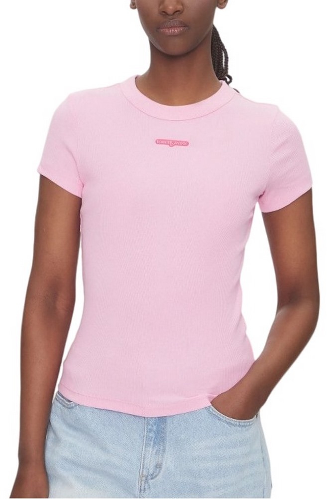 TOMMY JEANS SLIM SCRIPT LABEL SS TEE T-SHIRT ΜΠΛΟΥΖΑ ΓΥΝΑΙΚΕΙΑ PINK