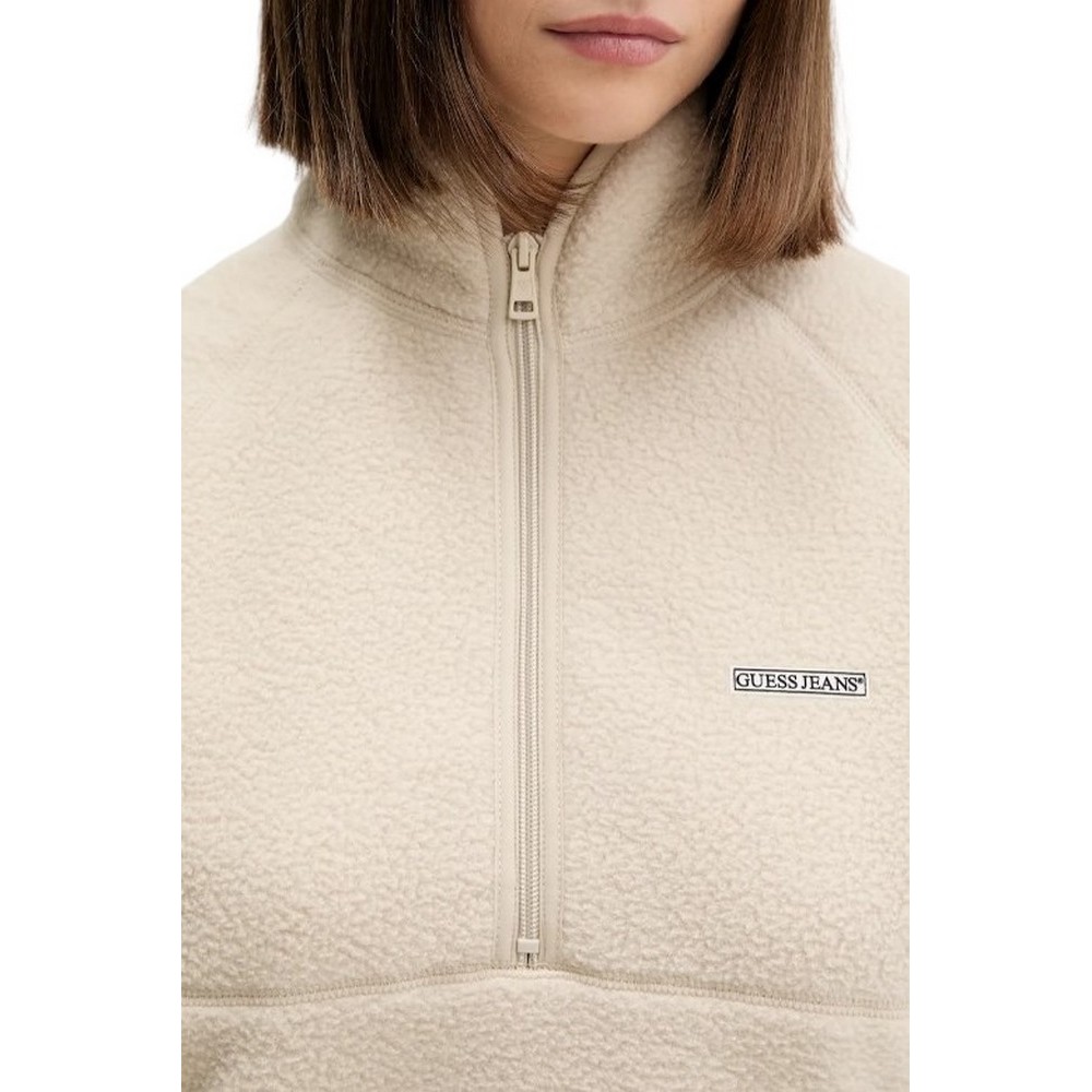 GUESS JEANS MOCK NECK SHERPA JACKET ΦΟΥΤΕΡ ΜΠΛΟΥΖΑ ΓΥΝΑΙΚΕΙΑ ECRU
