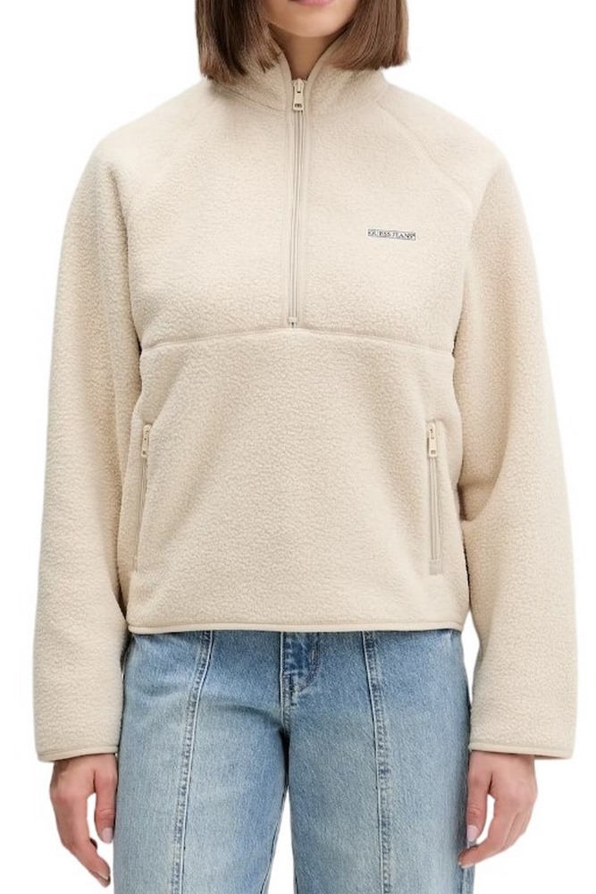 GUESS JEANS MOCK NECK SHERPA JACKET ΦΟΥΤΕΡ ΜΠΛΟΥΖΑ ΓΥΝΑΙΚΕΙΑ ECRU