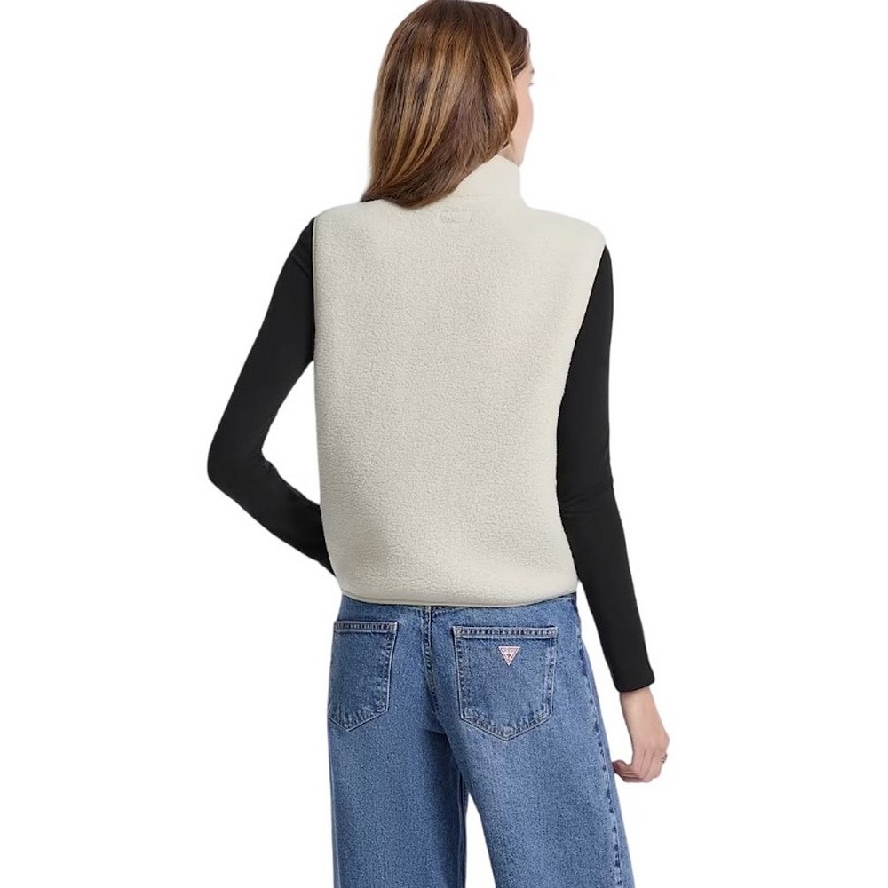 GUESS JEANS CROPPED SHERPA VEST ΓΙΛΕΚΟ ΦΟΥΤΕΡ ΓΥΝΑΙΚΕΙΟ ECRU