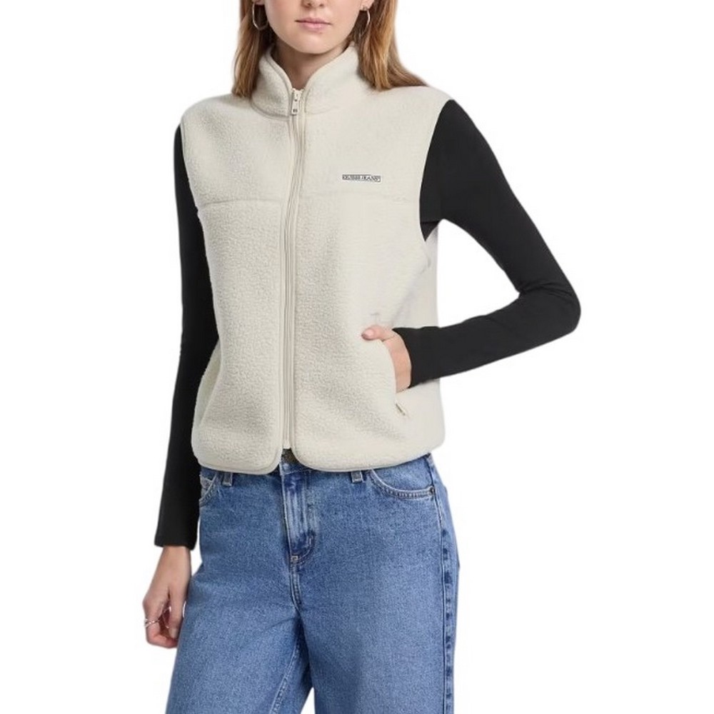 GUESS JEANS CROPPED SHERPA VEST ΓΙΛΕΚΟ ΦΟΥΤΕΡ ΓΥΝΑΙΚΕΙΟ ECRU