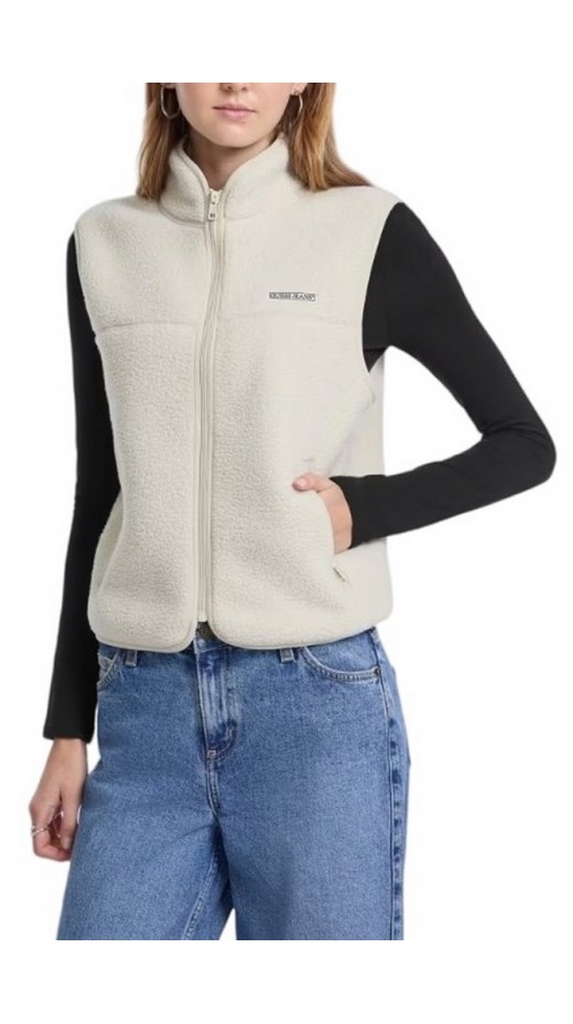 GUESS JEANS CROPPED SHERPA VEST ΓΙΛΕΚΟ ΦΟΥΤΕΡ ΓΥΝΑΙΚΕΙΟ ECRU
