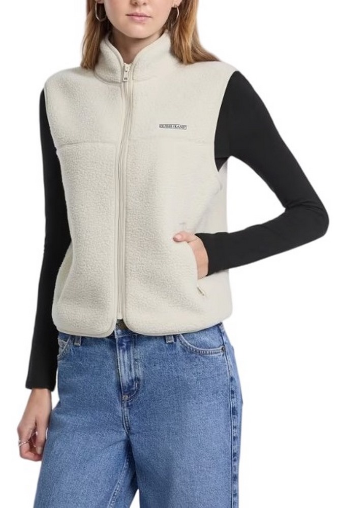 GUESS JEANS CROPPED SHERPA VEST ΓΙΛΕΚΟ ΦΟΥΤΕΡ ΓΥΝΑΙΚΕΙΟ ECRU