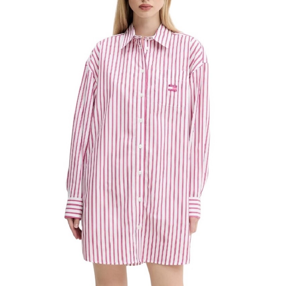 TOMMY JEANS OVS MINI SHIRT DRESS EXT ΦΟΡΕΜΑ ΠΟΥΚΑΜΙΣΟ ΓΥΝΑΙΚΕΙΟ PINK
