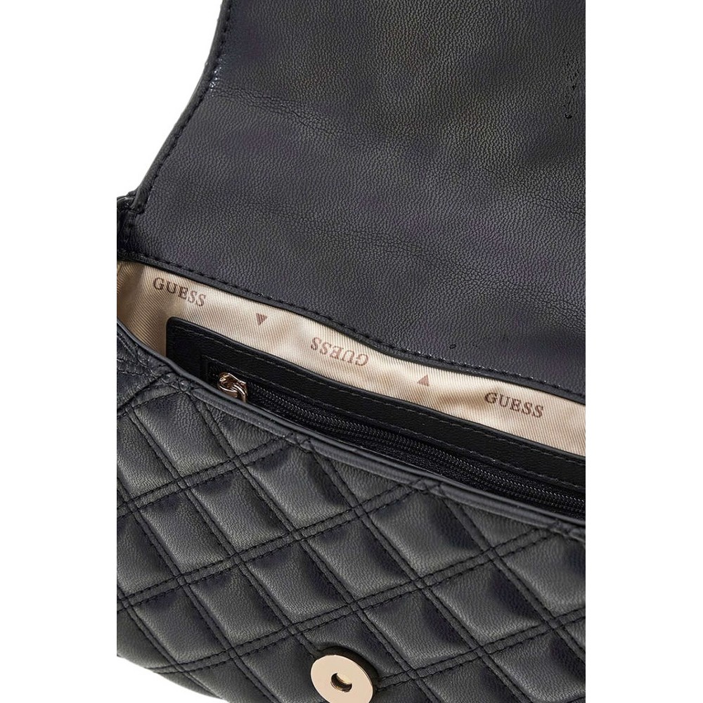 GUESS GIULLY II TOP HANDLE FLAP ΤΣΑΝΤΑ ΓΥΝΑΙΚΕΙΑ BLACK