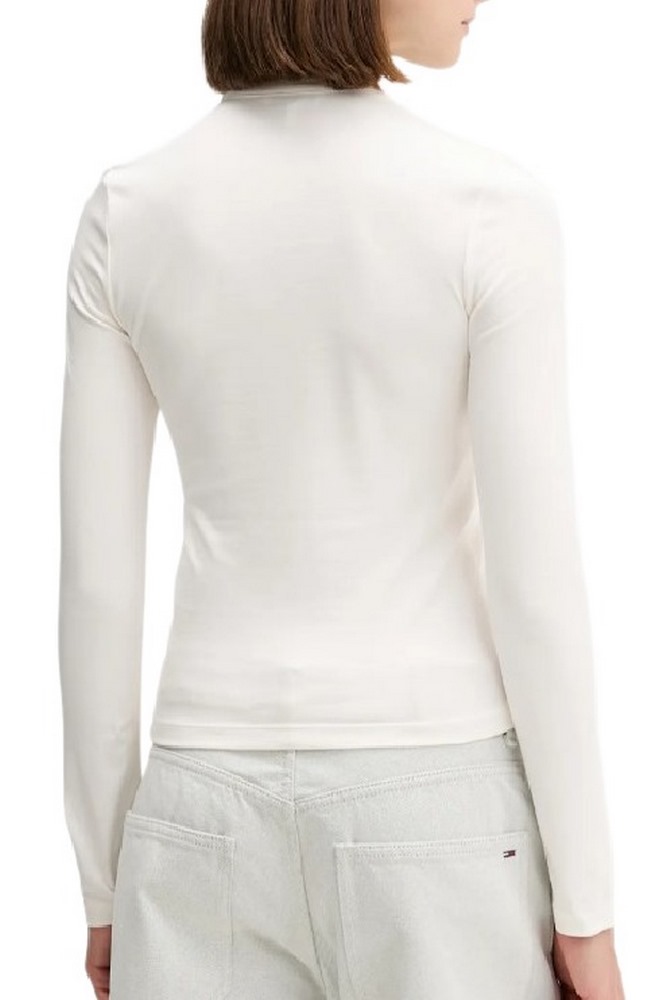 TOMMY JEANS  SLIM 1/4ZIP BADGE MCKNCK LS ΜΠΛΟΥΖΑ ΓΥΝΑΙΚΕΙΑ OFF WHITE