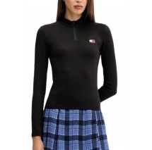 TOMMY JEANS  SLIM 1/4ZIP BADGE MCKNCK LS ΜΠΛΟΥΖΑ ΓΥΝΑΙΚΕΙΑ BLACK